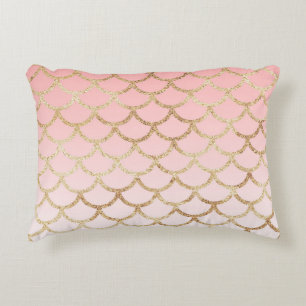 Roze en gouden glitter Ombre Mermaid Scale Accent Kussen