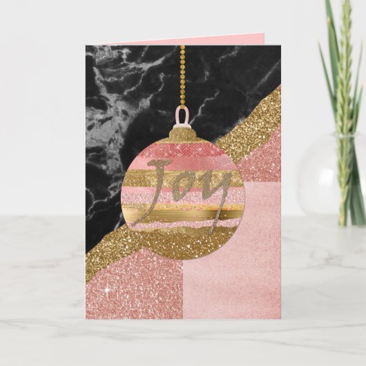Roze en gouden glitter Ornament kerst Kaart (Voorkant)