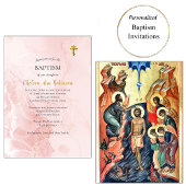 Roze en gouden glitter Orthodoxe doop Kaart