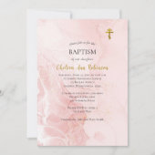Roze en gouden glitter Orthodoxe doop Kaart (Voorkant)