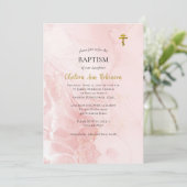 Roze en gouden glitter Orthodoxe doop Kaart (Staand voorkant)