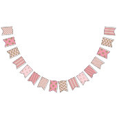 Roze en gouden Glitter Patterned Vlaggetjes (Alle)