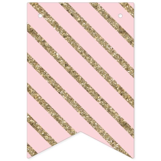 Roze en gouden Glitter Patterned Vlaggetjes (Eerste vlag)