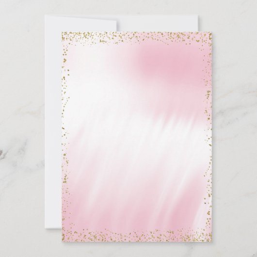 Roze en Gouden Glitter Pearl Baby shower Kaart (Achterkant)