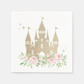 Roze en Gouden Glitter Prinses Verjaardag Servet (Voorkant)