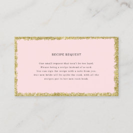 Roze en Gouden Glitter Recept Aanvraagkaart Visitekaartje
