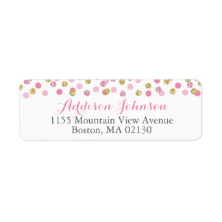 Roze en gouden Glitter Retouradres Label Sticker