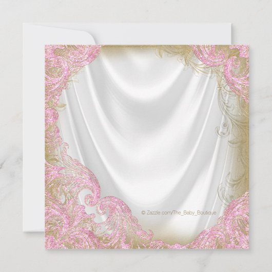 Roze en gouden Glitter Schoen Parel Baby shower Kaart (Achterkant)