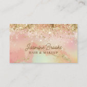 Roze en gouden glitter schoonheid visitekaartje (Voorkant)