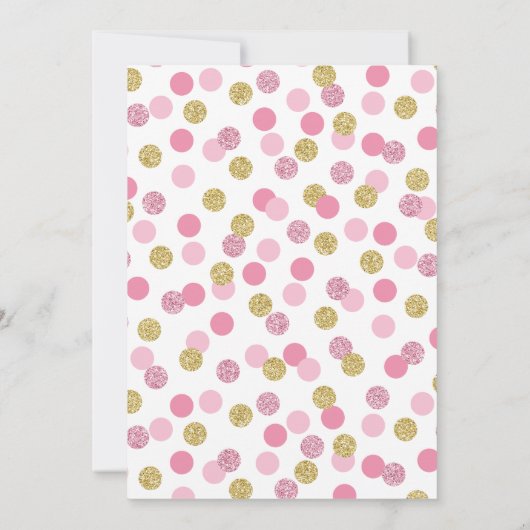 Roze en gouden Glitter Sip en zie uitnodigingen (Achterkant)