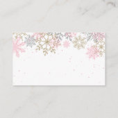 Roze en gouden Glitter Sneeuwvlok Luier Raffle Informatiekaartje (Achterkant)