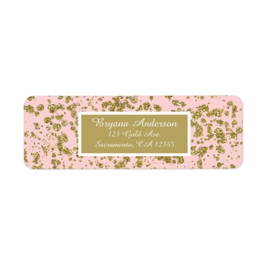 Roze en gouden glitter Splatter Girly Glam Modern Etiket (Voorkant)