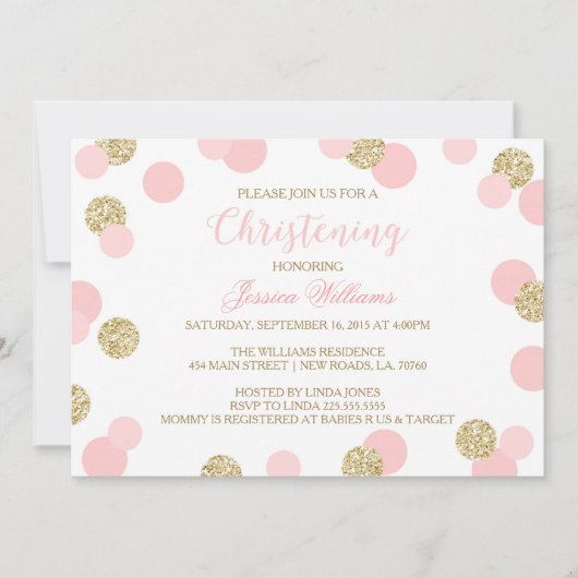 Roze en Gouden Glitter Uitnodigingen (Voorkant)