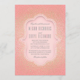 Roze en gouden Glitter Vintage bruiloft Kaart