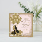 Roze en Gouden Glitter Vrouwen Verjaardagsfeest Kaart (Staand voorkant)