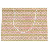 Roze en gouden glitter Wavy Stripes Groot Cadeauzakje (Voorkant)