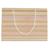 Roze en gouden glitter Wavy Stripes Groot Cadeauzakje (Achterkant)
