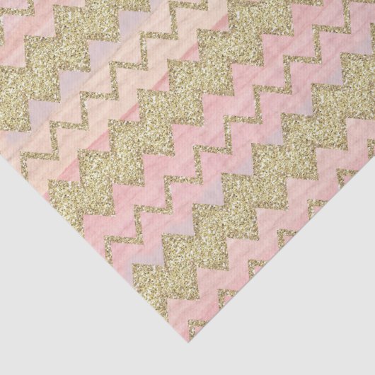 Roze en gouden glitter Wavy Stripes Tissuepapier (Detail)