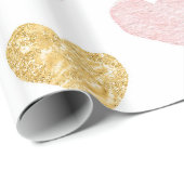 Roze en gouden glitterharten cadeaupapier (Rol Hoek)