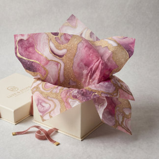 Roze en gouden glitters agaat geode vloeibare kuns tissuepapier