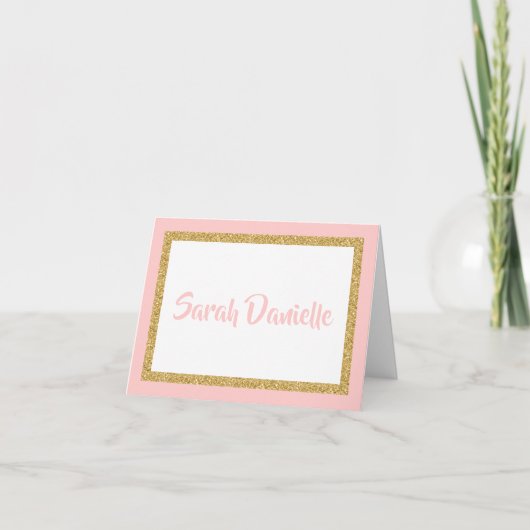 Roze en gouden glitters Bedankt (Voorkant)