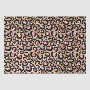 Roze en gouden glitters glam luipaardvlekkenpatroo tissuepapier