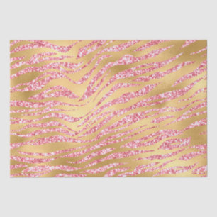 Roze en gouden glitters glam tijgerstrepenpatroon tissuepapier
