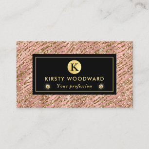 Roze en gouden glitters glam tijgerstrepenpatroon visitekaartje