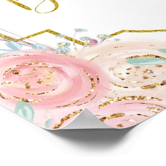 Roze en gouden gootsteenCarrousel Welkomstteken Poster (Hoek)