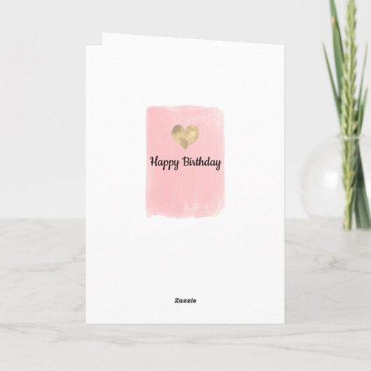 Roze en Gouden Hart 17e Verjaardag Dochter Kaart (Achterkant)