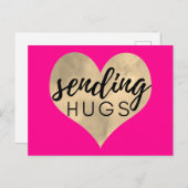 Roze en Gouden Hart Knuffels Sturen Briefkaart (Voorkant / Achterkant)