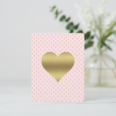 Roze en Gouden Hart Polka Dot Douche Bruidsfeest Kaart (Staand voorkant)