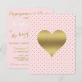 Roze en Gouden Hart Polka Dot Douche Bruidsfeest Kaart (Voorkant / Achterkant)