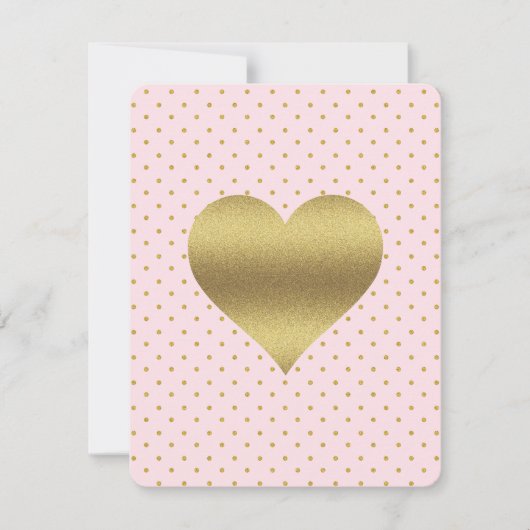 Roze en Gouden Hart Polka Dot Douche Bruidsfeest Kaart (Voorkant)