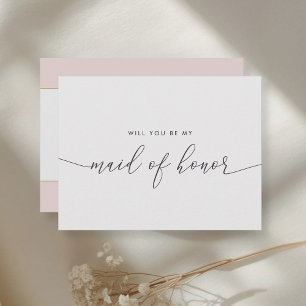 Roze en Gouden Hart Wil Je Mijn Bruidsmeisje Zijn Uitnodiging Briefkaart
