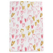 Roze en gouden harten Gift Bag Medium Cadeauzakje (Voorkant)