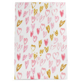 Roze en gouden harten Gift Bag Medium Cadeauzakje (Achterkant)