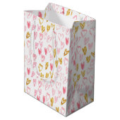 Roze en gouden harten Gift Bag Medium Cadeauzakje (Achterkant Gekanteld)