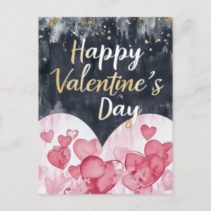 Roze en gouden harten op donkere grond Valentijns' Briefkaart