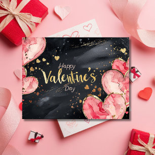 Roze en gouden harten op donkere grond Valentijns' Briefkaart