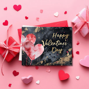 Roze en gouden harten op donkere grond Valentijns' Briefkaart