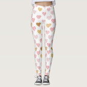 Roze en gouden harten patroon leggings (Voorkant)