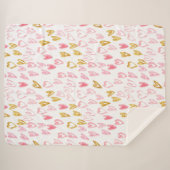 Roze en gouden harten Pattern Sherpa Blanket Sherpa Deken (Voorkant (horizontaal))