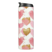 Roze en Gouden Harten Thermische Tumbler Thermosbeker (Geroteerd rechts)