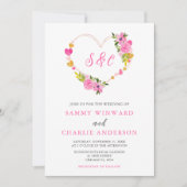 Roze en gouden harten Valentijn bruiloft Kaart (Voorkant)