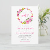 Roze en gouden harten Valentijn bruiloft Kaart (Staand voorkant)