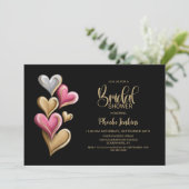 Roze en Gouden Hartjes Bruidsfeest Kaart (Staand voorkant)