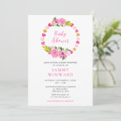 Roze en Gouden Hartjes Valentijn Baby Shower Kaart (Staand voorkant)