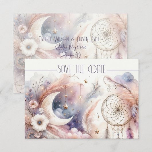 Roze en Gouden Hemelse Maan Bericht van Opschortin (Voorkant / Achterkant)