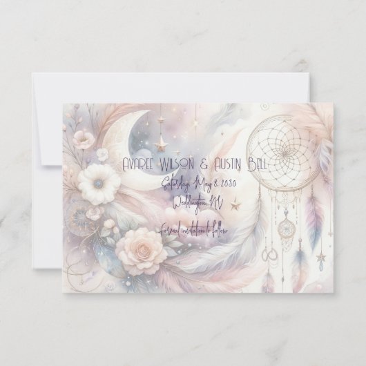 Roze en Gouden Hemelse Maan Bericht van Opschortin (Achterkant)